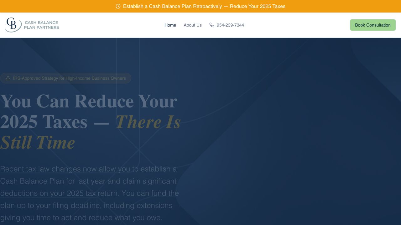 Cash Balance Plan Partners consultation website