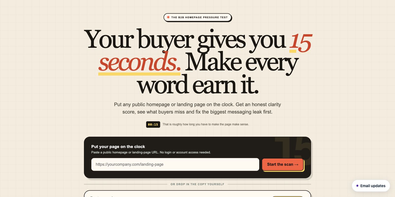 FIFTEEN B2B homepage copy pressure test