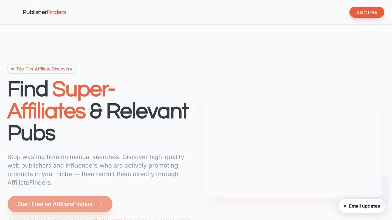 Publisher Finders affiliate publisher discovery website