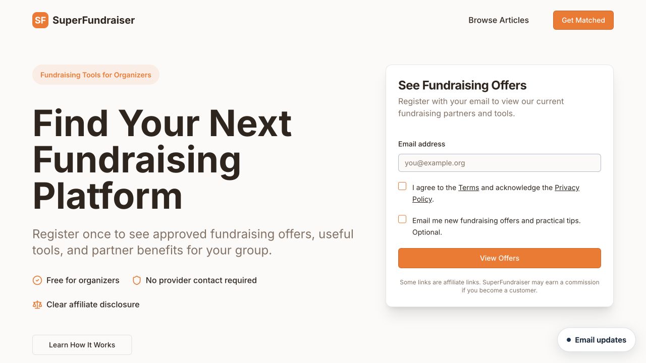 SuperFundraiser fundraising comparison website
